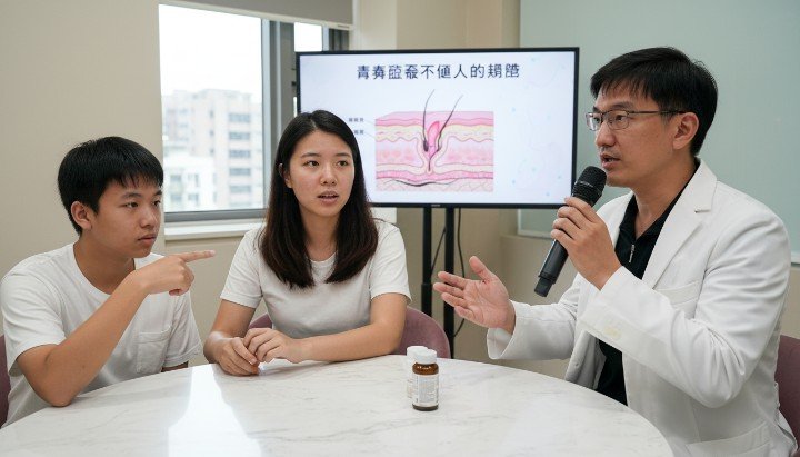 醫師於診間細心解說抗痘心路歷程撇步 規劃專屬方案優化個人抗痘心路歷程 透過專業醫療導正正確抗痘心路歷程