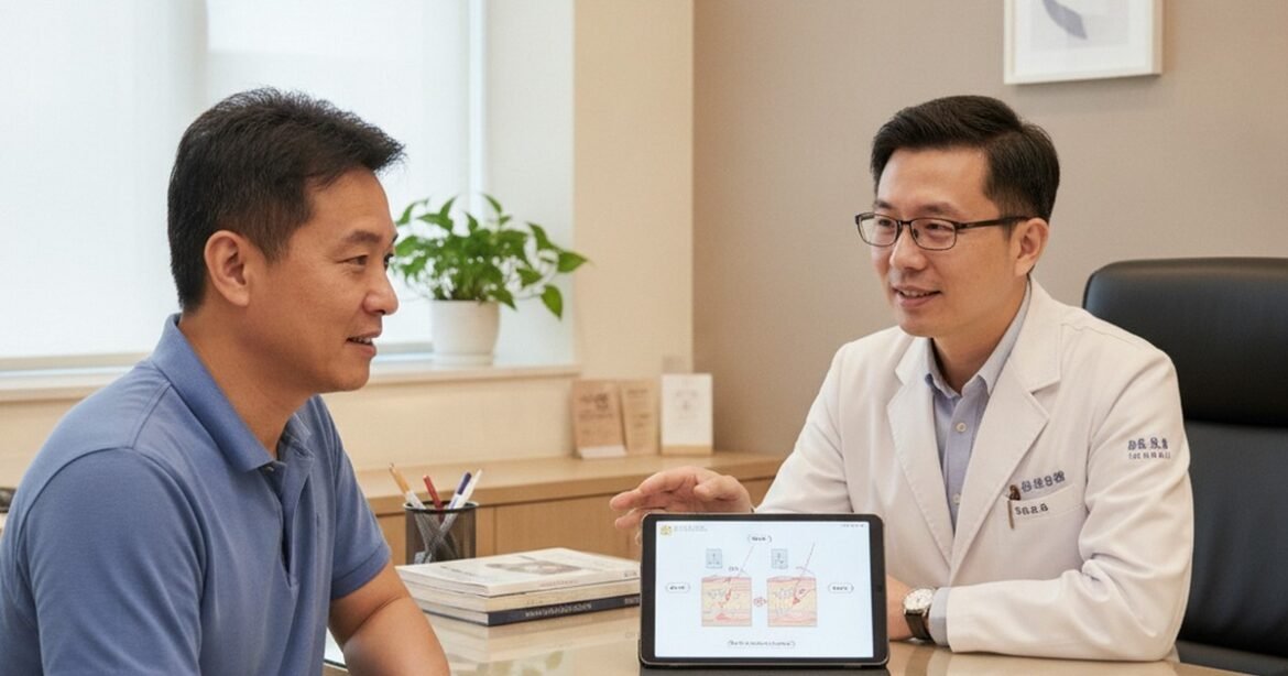 吳芮醫師解釋減重筆輔助下的健康飲食重要性。